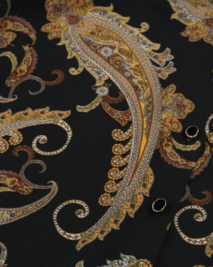 შავი-ბეჟი ვისკოზის პერანგი ინდური ორნამენტით | ყოველდღიური - 2