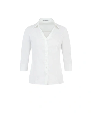 Cămașă albă, clasică, din bumbac, cu mâneci 3/4 | Cămași | Dikastore.ro Cămașă albă, clasică, din bumbac, cu mâneci 3/4 | Cămași