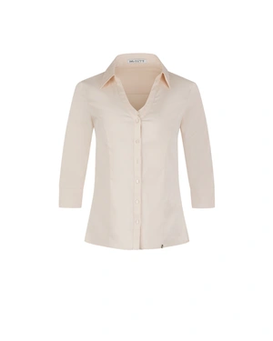 Women's cotton shirt in ecru with a classic silhouette | Shirts | Dika.bg Women's cotton shirt in ecru with a classic silhouette | Shirts