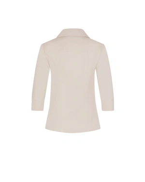 Women's cotton shirt in ecru with a classic silhouette | Shirts | Dika.bg - 4 Women's cotton shirt in ecru with a classic silhouette | Shirts - 4