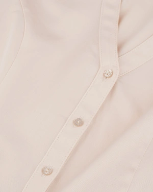 Women's cotton shirt in ecru with a classic silhouette | Shirts | Dika.bg - 5 Women's cotton shirt in ecru with a classic silhouette | Shirts - 5
