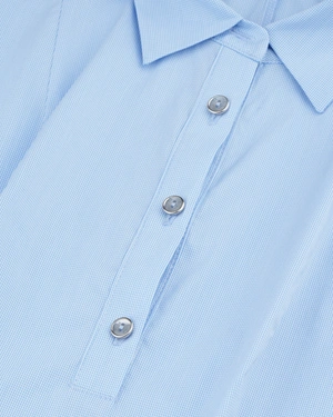 Light blue sleeveless shirt with a fine houndstooth pattern | Shirts - 4
