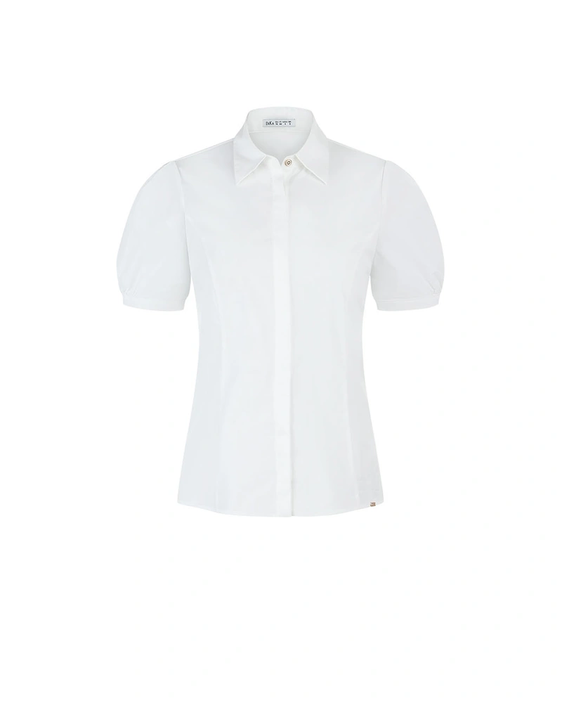 White cotton shirt with short puff sleeve | Shirts
