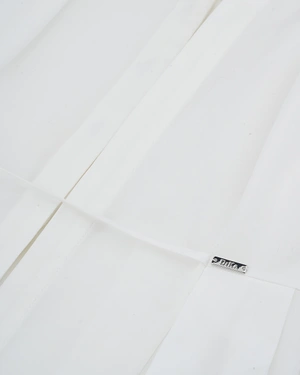 თეთრი ბამბის უსახელო პერანგი გამოკვეთილი წელით | ახალი - 5