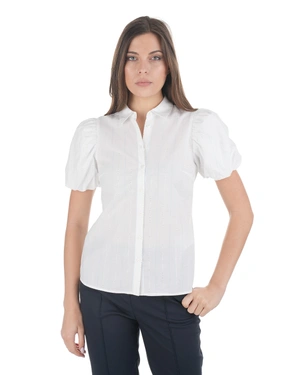 White shirt with short puff sleeves | Shirts - 1