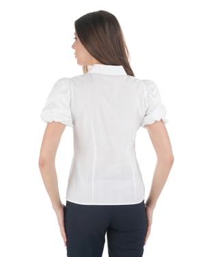 White shirt with short puff sleeves | Shirts - 3