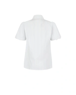 White shirt with short puff sleeves | Shirts - 4