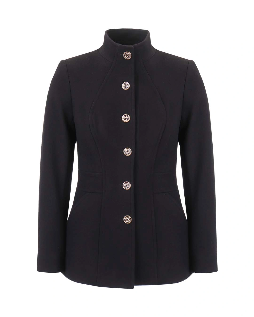 Wool coat with leather details see Price on Dikastore.ro