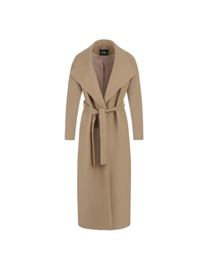 Beige wool wrap-style coat | NEW