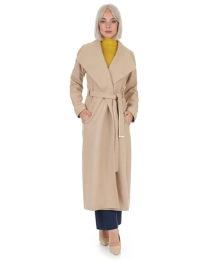 Beige wool wrap-style coat | NEW - 4