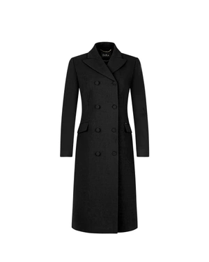 შავი პალტო ორმაგი შესაკრავით | ზედა ტანსაცმელი