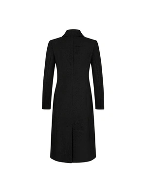 შავი პალტო ორმაგი შესაკრავით | ზედა ტანსაცმელი - 1