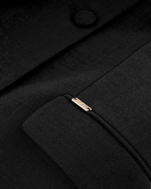 შავი პალტო ორმაგი შესაკრავით | ზედა ტანსაცმელი - 2