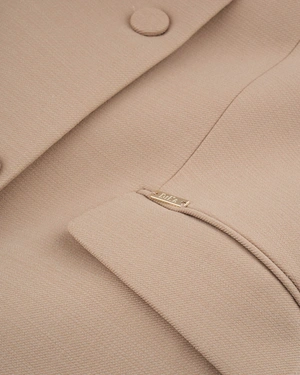 ელეგანტური კრემისფერი ორბორტიანი პალტო | ზედა ტანსაცმელი - 2