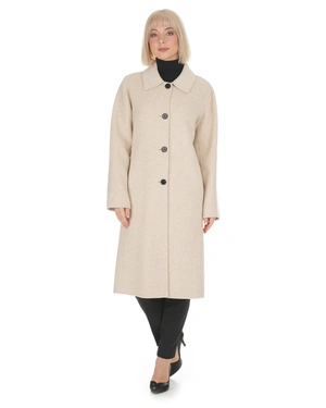 Long women's cashmere-blend coat in ecru | Outerwear | Dika.bg - 1 Long women's cashmere-blend coat in ecru | Outerwear - 1