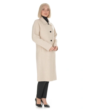 Long women's cashmere-blend coat in ecru | Outerwear | Dika.bg - 2 Long women's cashmere-blend coat in ecru | Outerwear - 2