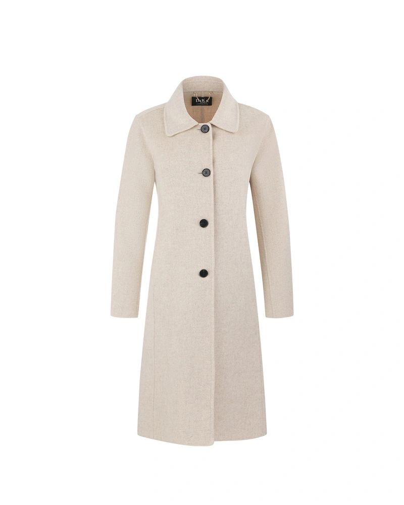 Long women's cashmere-blend coat in ecru | Outerwear | Dika.bg Long women's cashmere-blend coat in ecru | Outerwear
