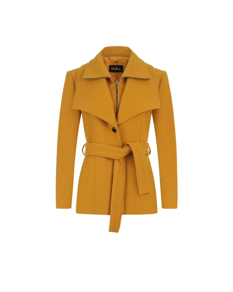 Manteau court en laine couleur moutarde | NOUVEAUTÉS