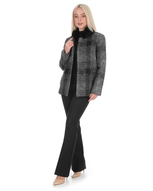 Short coat in black and gray check pattern | Outerwear - 3