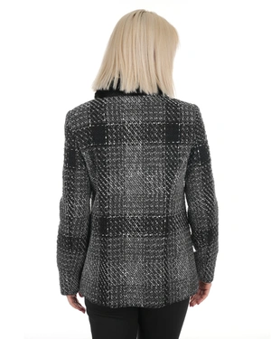 Short coat in black and gray check pattern | Outerwear - 6