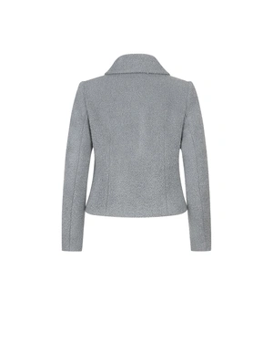 Short single-breasted bouclé coat in a wool blend, gray | Coats - 1