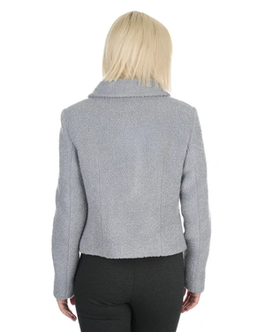 Short single-breasted bouclé coat in a wool blend, gray | Coats - 4