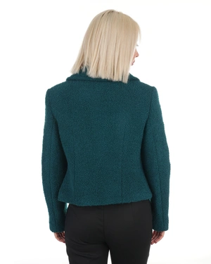 Dark green short single-breasted bouclé coat with wool blend | Gift Guides | Dikastore.ro - 5 Dark green short single-breasted bouclé coat with wool blend | Gift Guides - 5