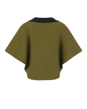 ორმხრივი შალის გარდამავალი პალტო ზეთისხილისფერ მწვანესა და შავში. | პალტო - 1