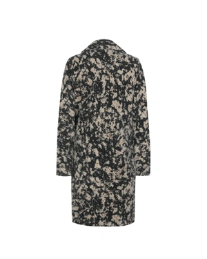 Long women's coat with an artistic print and textured fabric | Outerwear - 3