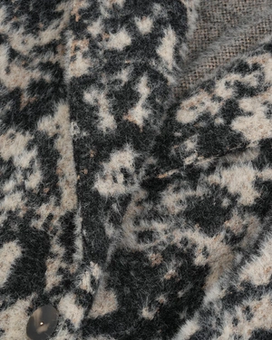 Long women's coat with an artistic print and textured fabric | Outerwear - 4