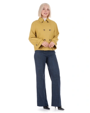 Women's short mustard coat with double-breasted fastening | Outerwear | Dika.bg - 2 Women's short mustard coat with double-breasted fastening | Outerwear - 2