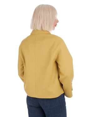 Women's short mustard coat with double-breasted fastening | Outerwear | Dika.bg - 4 Women's short mustard coat with double-breasted fastening | Outerwear - 4