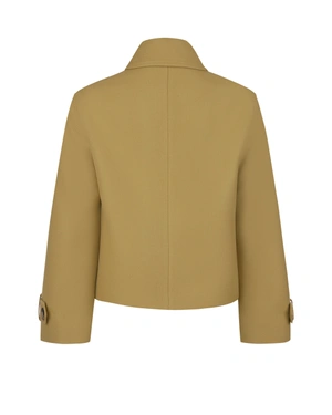 Women's short mustard coat with double-breasted fastening | Outerwear | Dika.bg - 5 Women's short mustard coat with double-breasted fastening | Outerwear - 5