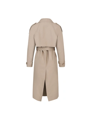 Long cotton trench coat in beige with belt and double-breasted fastening | NEW - 3