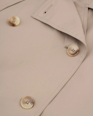 Long cotton trench coat in beige with belt and double-breasted fastening | NEW - 4