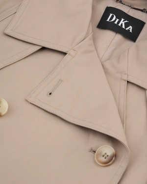 Short cotton trench coat in beige with belt and double-breasted fastening | NEW - 3