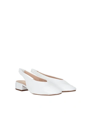 Бели лачени балеринки с отворена пета | НОВО - 1