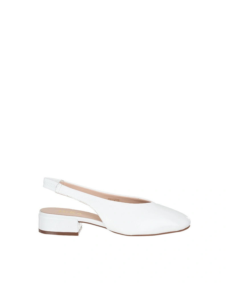 Бели лачени балеринки с отворена пета | НОВО