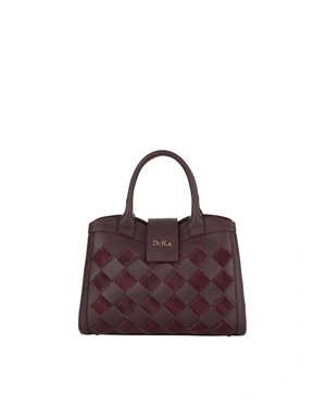 Leather bag in burgundy with two short handles | Bags