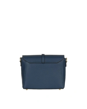 Dark blue genuine leather handbag with flap and subtle accent | ACCESSORIES - 2