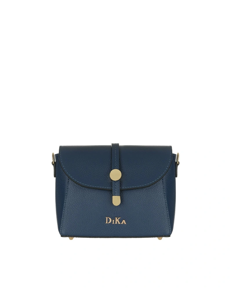 Dark blue genuine leather handbag with flap and subtle accent | BESTSELLERS