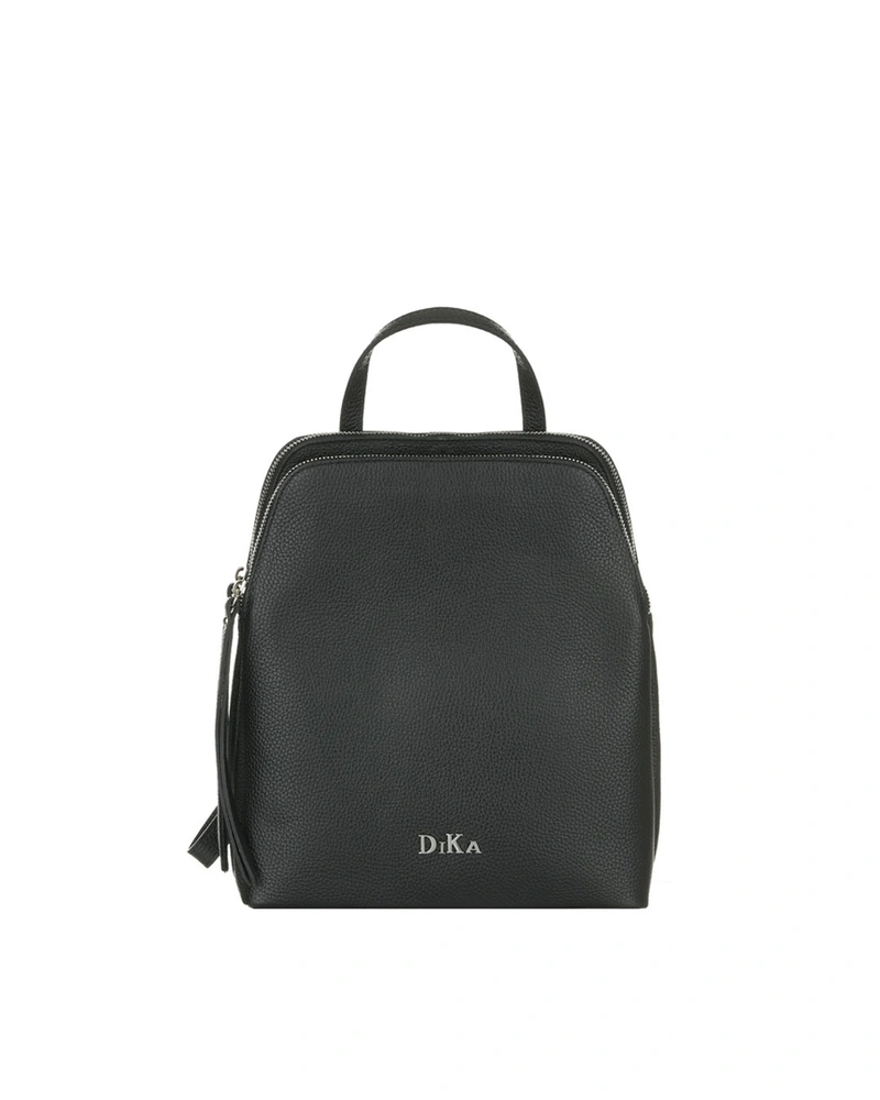 Compact black genuine leather backpack | Bags