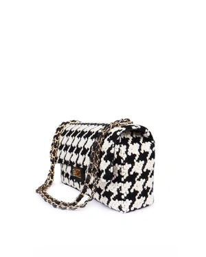 ელეგანტური ქალის ხელჩანთა შავ-თეთრი პრინტით | ჩანთები - 1