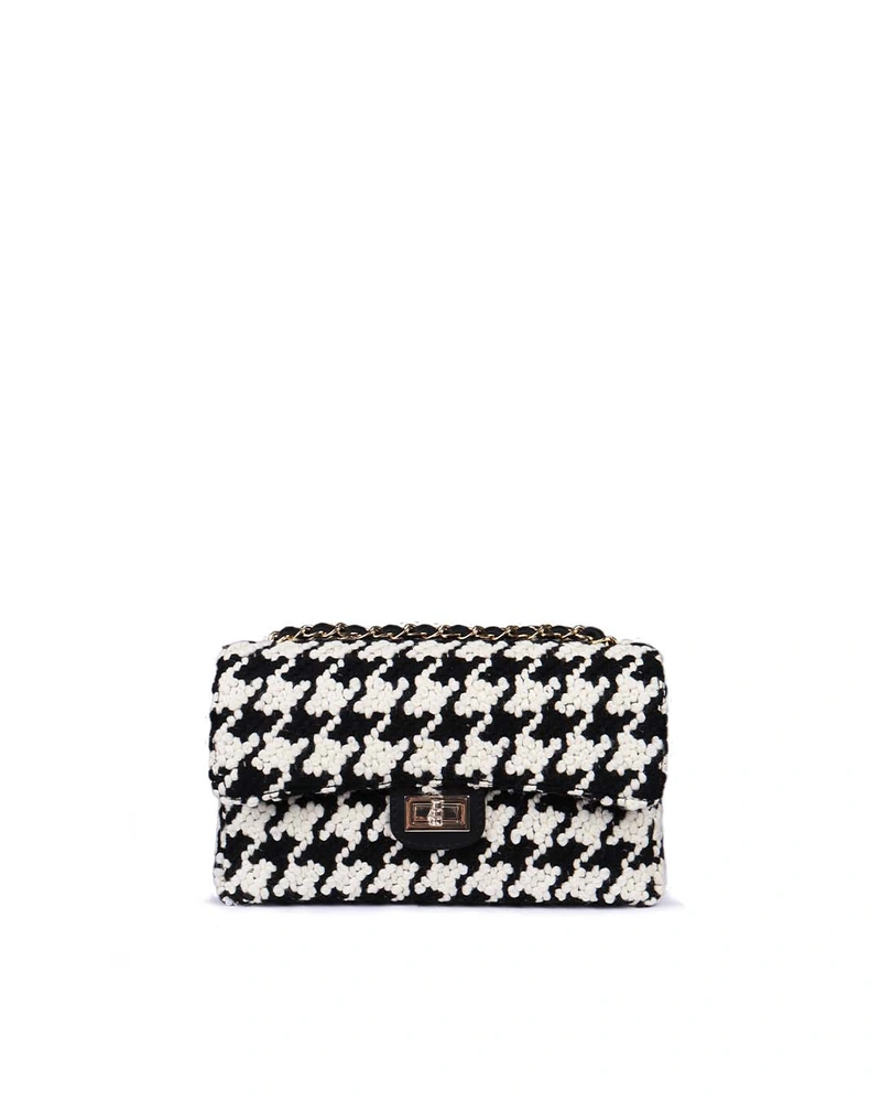 Elegant women's handbag black and white houndstooth print | Bags | Dika.bg Elegant women's handbag black and white houndstooth print | Bags
