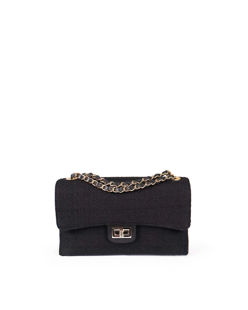 Elegant women's handbag of black and white tweed and leather | Bags | Dika.bg Elegant women's handbag of black and white tweed and leather | Bags