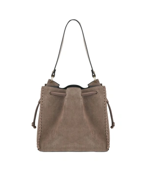 ნაცრისფერ-კრემისფერი ზამშისა და ტყავის ჩანთა | ტყავის ტანსაცმელი და აქსესუარები - 2