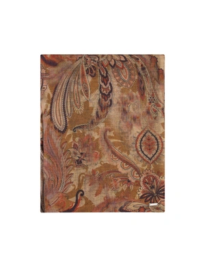 Шал с индийски мотиви в бежовата гама, с вълнен бленд | НОВО | Dika.bg - 2 Шал с индийски мотиви в бежовата гама, с вълнен бленд | НОВО - 2