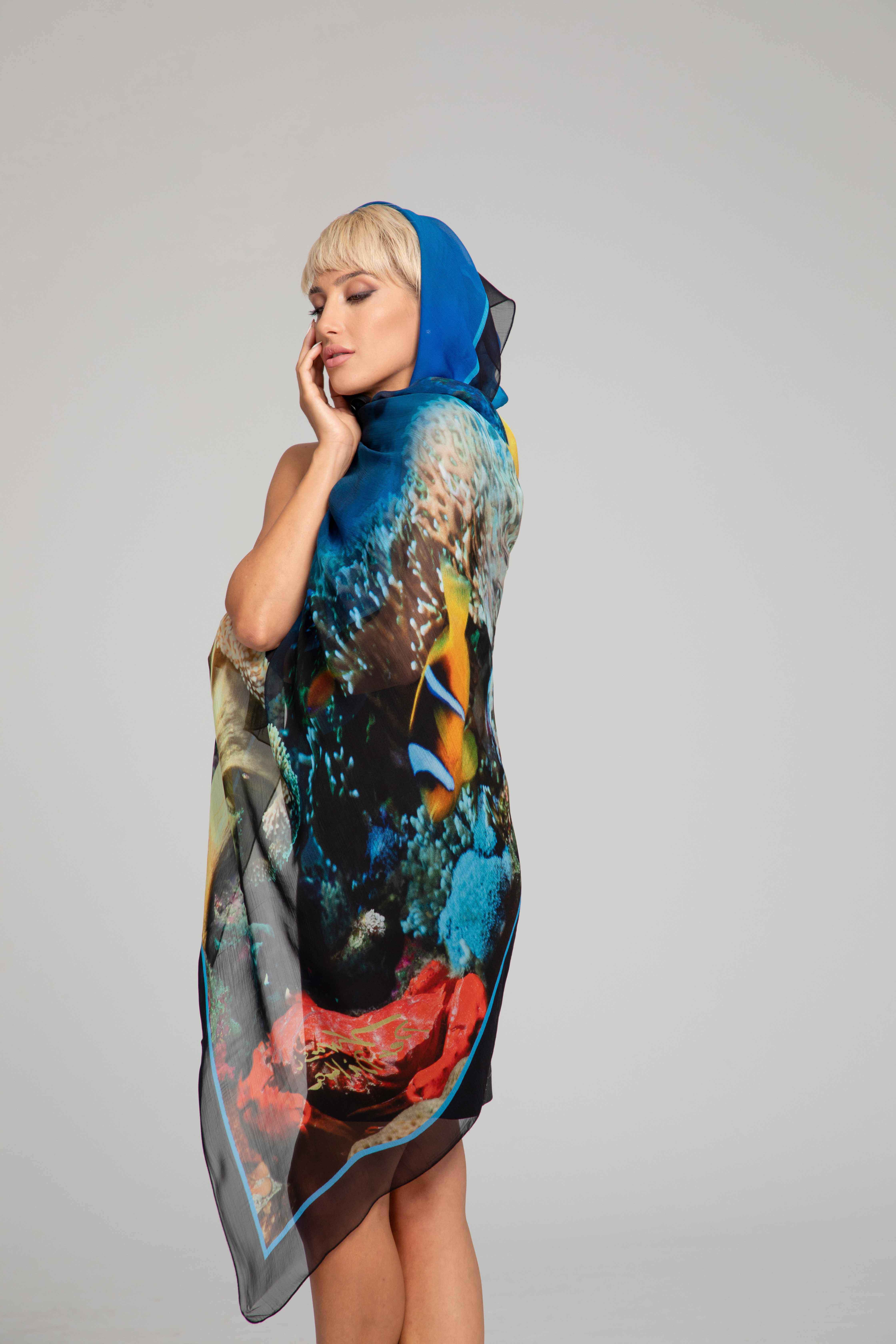 Art scarf „Sea Depths" | Art scarfs | Dika.bg - 4 Art scarf „Sea Depths" | Art scarfs - 4