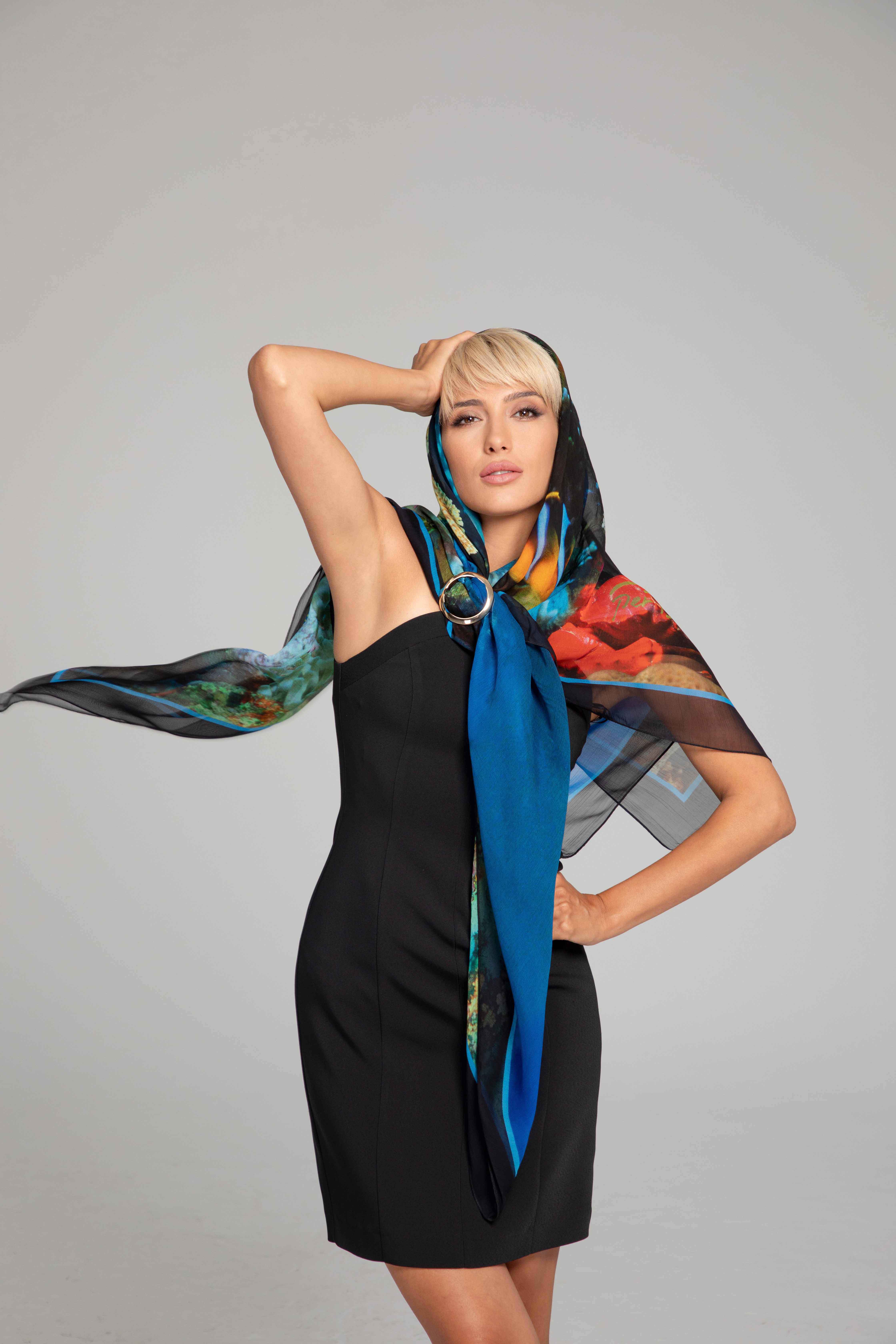 Art scarf „Sea Depths" | Art scarfs | Dika.bg - 5 Art scarf „Sea Depths" | Art scarfs - 5