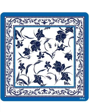 Square scarf with stylized motif | Scarfs | Dikastore.ro - 3 Square scarf with stylized motif | Scarfs - 3